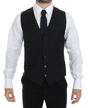 Black Wool Silk Stretch Dress Vest Blazer Dolce & Gabbana
