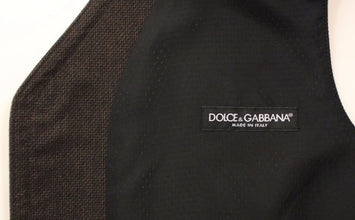 Brown Cotton Blend Dress Vest Gilet Dolce & Gabbana