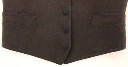 Brown Cotton Blend Dress Vest Gilet Dolce & Gabbana