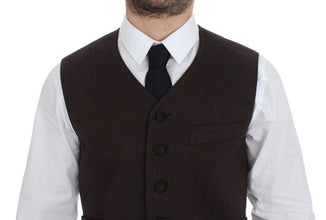 Brown Cotton Blend Dress Vest Gilet Dolce & Gabbana
