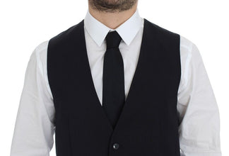 Blue Cotton Stretch Dress Vest Blazer Dolce & Gabbana