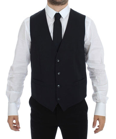 Blue Cotton Stretch Dress Vest Blazer Dolce & Gabbana