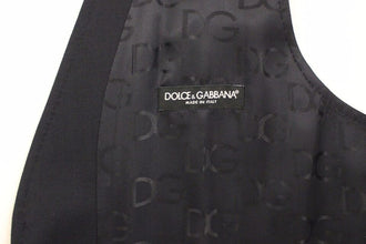 Gray Striped Wool Silk Dress Vest Gilet Dolce & Gabbana