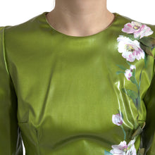 Green Floral Embellished Sheath Midi Dress Dolce & Gabbana