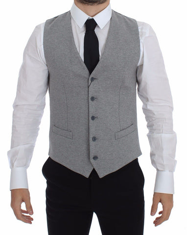 Gray Cotton Stretch Dress Vest Blazer Dolce & Gabbana