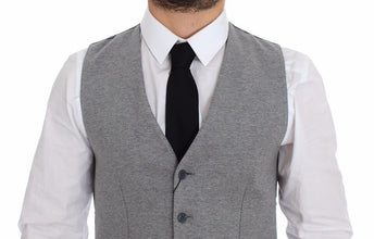 Gray Cotton Stretch Dress Vest Blazer Dolce & Gabbana