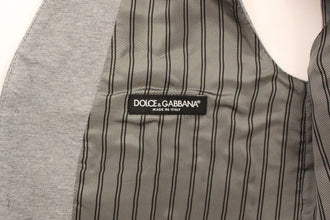 Gray Cotton Stretch Dress Vest Blazer Dolce & Gabbana