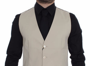 Beige Cotton Stretch Dress Vest Blazer Dolce & Gabbana