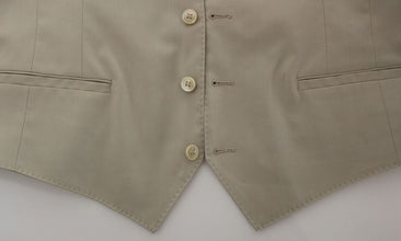 Beige Cotton Stretch Dress Vest Blazer Dolce & Gabbana