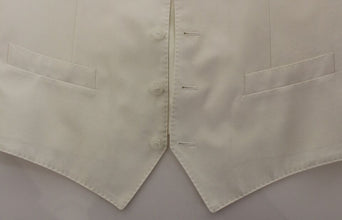 White Cotton Silk Blend Dress Vest Blazer Dolce & Gabbana