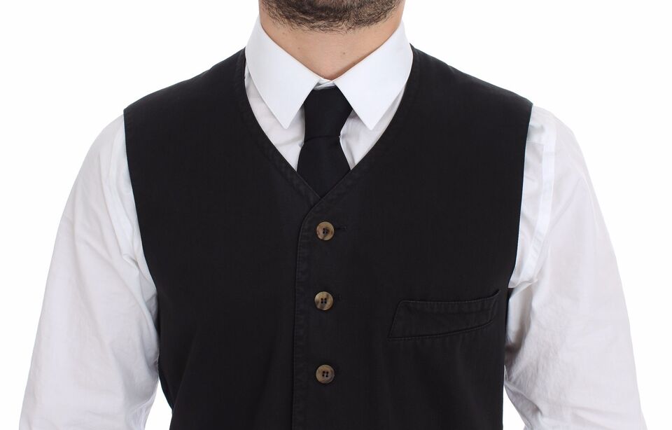 Black Cotton Viscose Dress Vest Blazer Dolce & Gabbana