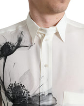 Dolce & Gabbana White Floral Collared Dress Silk Shirt