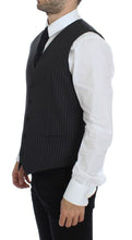 Gray Striped Wool Single Breasted Vest Dolce & Gabbana