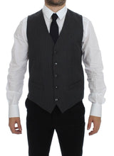 Black Striped Wool Single Breasted Vest Dolce & Gabbana