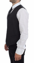 Gray Striped Wool Logo Vest Gilet Weste Dolce & Gabbana