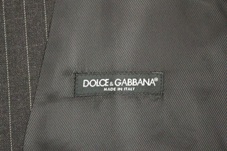 Gray Striped Wool Logo Vest Gilet Weste Dolce & Gabbana