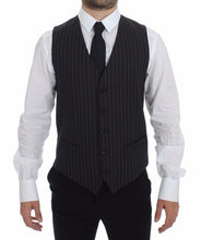 Gray Striped Wool Logo Vest Gilet Weste Dolce & Gabbana