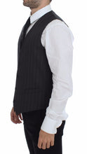 Gray Striped Wool Logo Vest Gilet Weste Dolce & Gabbana