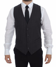 Gray Striped Wool Logo Vest Gilet Weste Dolce & Gabbana