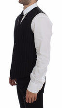Black Striped Wool Logo Vest Gilet Weste Dolce & Gabbana