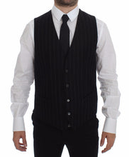Black Striped Wool Logo Vest Gilet Weste Dolce & Gabbana