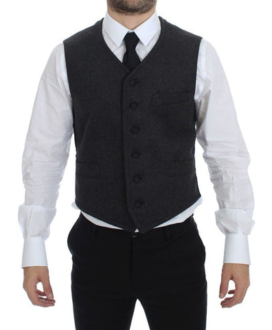 Gray Wool Blend Logo Vest Gilet Weste Dolce & Gabbana