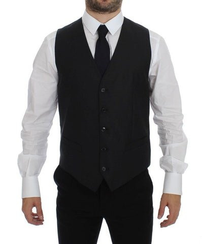 Gray Wool Silk Dress Vest Gilet Weste Dolce & Gabbana