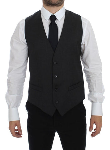 Gray Wool Formal Dress Vest Gilet Weste Dolce & Gabbana