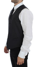 Gray Striped Wool Single Breasted Vest Dolce & Gabbana