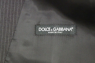 Gray Striped Wool Single Breasted Vest Dolce & Gabbana