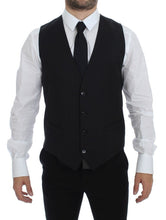 Black Striped Wool Single Breasted Vest Dolce & Gabbana