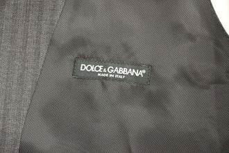 Gray Striped Wool Single Breasted Vest Dolce & Gabbana