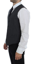 Gray Striped Wool Single Breasted Vest Dolce & Gabbana