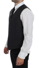Gray Striped Wool Logo Vest Gilet Weste Dolce & Gabbana