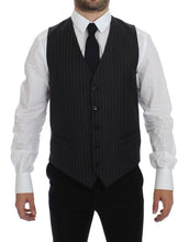 Gray Striped Wool Logo Vest Gilet Weste Dolce & Gabbana