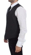 Gray Striped Wool Logo Vest Gilet Weste Dolce & Gabbana