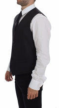 Gray Striped Wool Logo Vest Gilet Vests Dolce & Gabbana