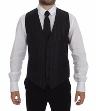 Gray Striped Wool Logo Vest Gilet Vests Dolce & Gabbana