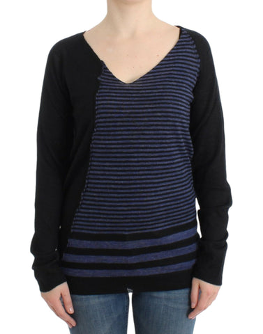 Black striped V-neck sweater Costume National