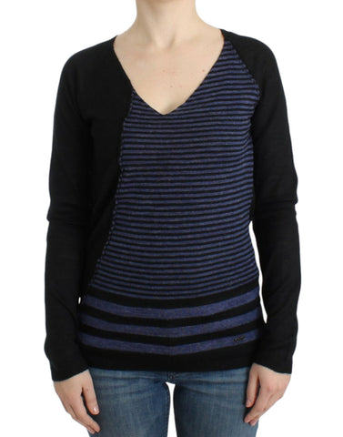 Black striped V-neck sweater Costume National