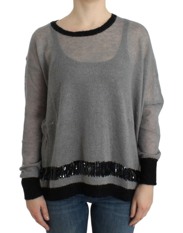 Gray embellished asymmetric sweater Costume National