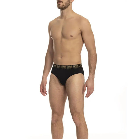 Black Cotton Men's Brief Pair Cavalli Class