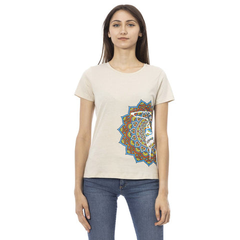 Beige Cotton Women T-Shirt Trussardi Action