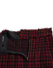 Dolce & Gabbana Black Red Cotton High Waist Tartan Tweed Mini Skirt