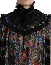 Dolce & Gabbana Black Floral Print Long Sleeves Blouse Top
