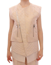 Beige brocade sleeveless jacket Zeyneptosun