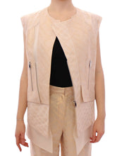 Beige brocade sleeveless jacket Zeyneptosun