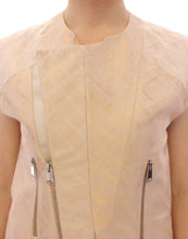 Beige brocade sleeveless jacket Zeyneptosun