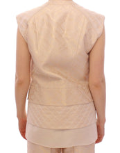 Beige brocade sleeveless jacket Zeyneptosun