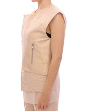 Beige brocade sleeveless jacket Zeyneptosun